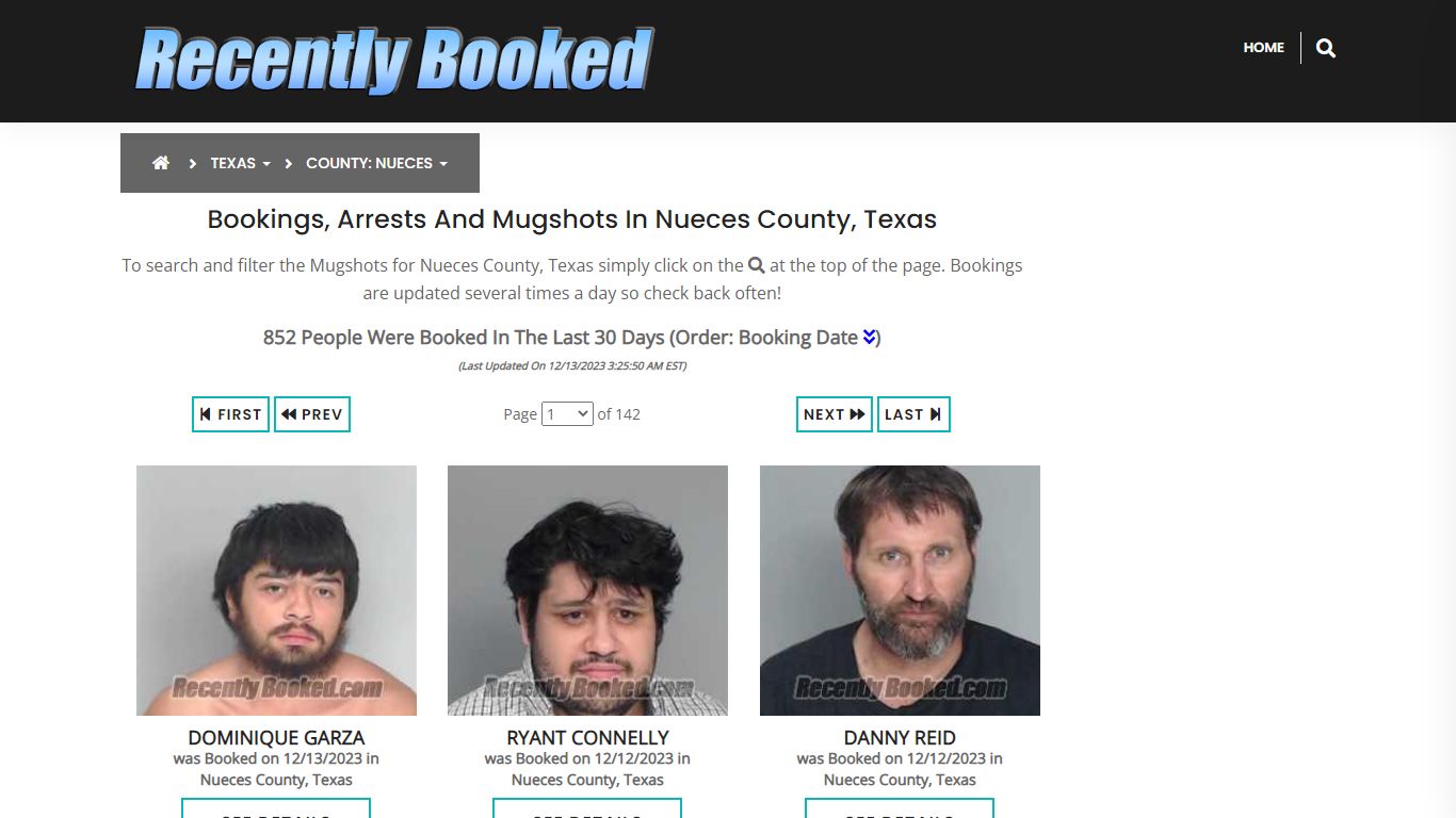 Recent bookings, Arrests, Mugshots in Nueces County, Texas